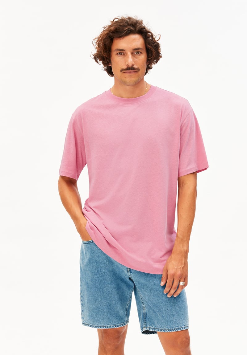 MAARKOS LINEN BLEND T-SHIRT | washed berry by ARMEDANGELS, 70% Cotton, 30% Linen
