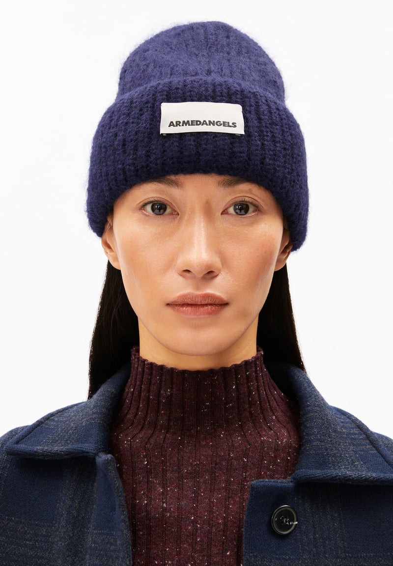 SNOWAA BEANIE | tinted navy by ARMEDANGELS, 50% Wool, 50% Mohair