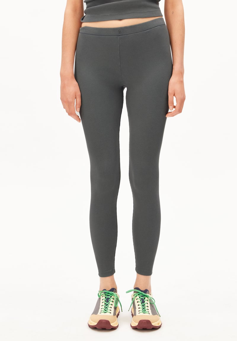 GMT DYE RIB LEGGINGS | space steel by ARMEDANGELS, 97% Cotton, 3% Elastane