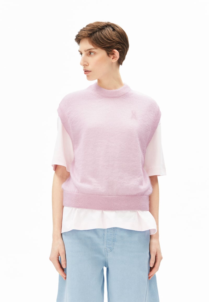 MOHAIR BLEND KNIT VEST | pink mist by ARMEDANGELS, 44% Mohair, 44% Lyocell, 12% Wool
