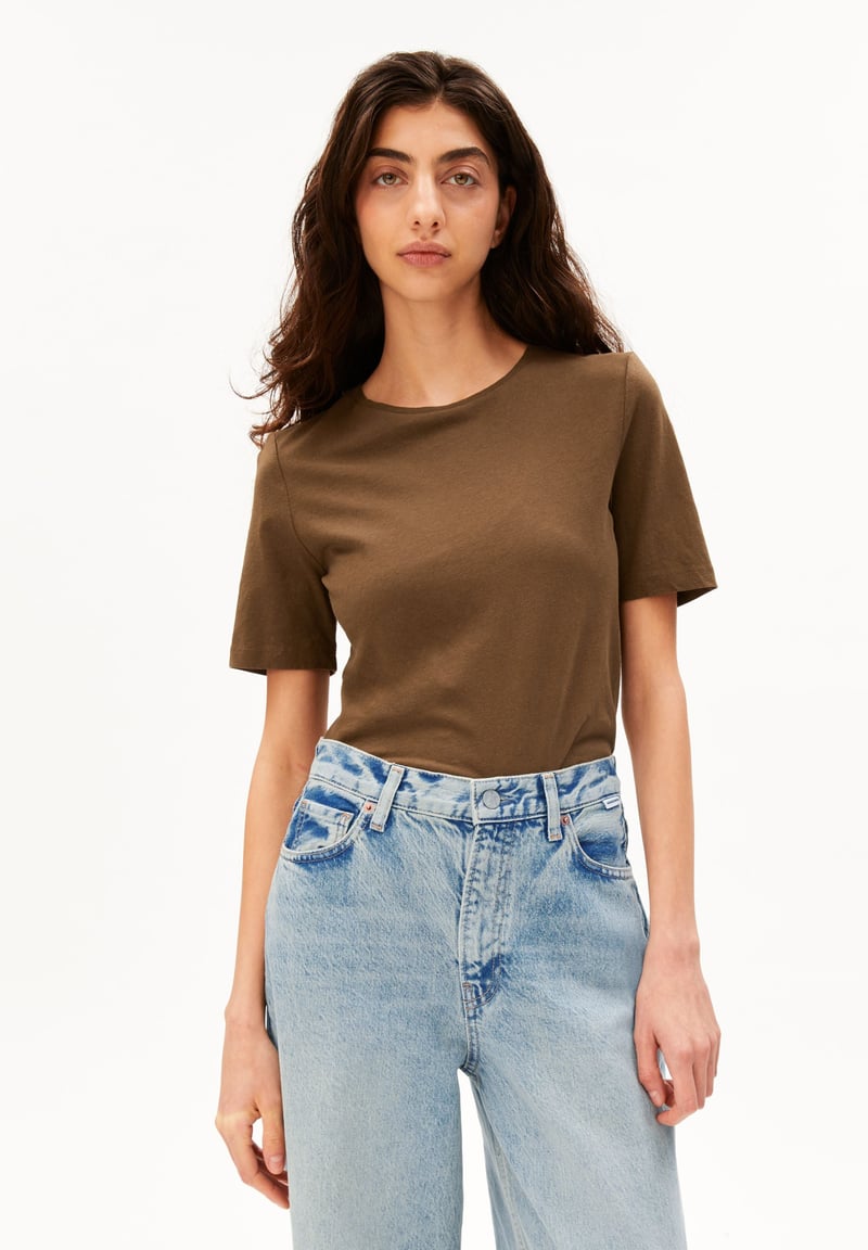 LUALAA LINEN BLEND T-SHIRT| dried palm by ARMEDANGELS, 70% Cotton, 30% Linen