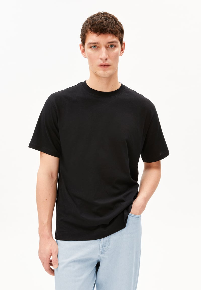 MAARKOS LINEN BLEND T-SHIRT | black by ARMEDANGELS, 70% Cotton, 30% Linen