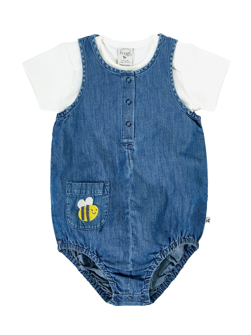 Cadgwith Chambray Romper Outfit by Frugi, 100% Cotton