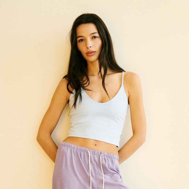Two-Layer Spaghetti Crop by Groceries Apparel, 92% Cotton, 8% Elastane