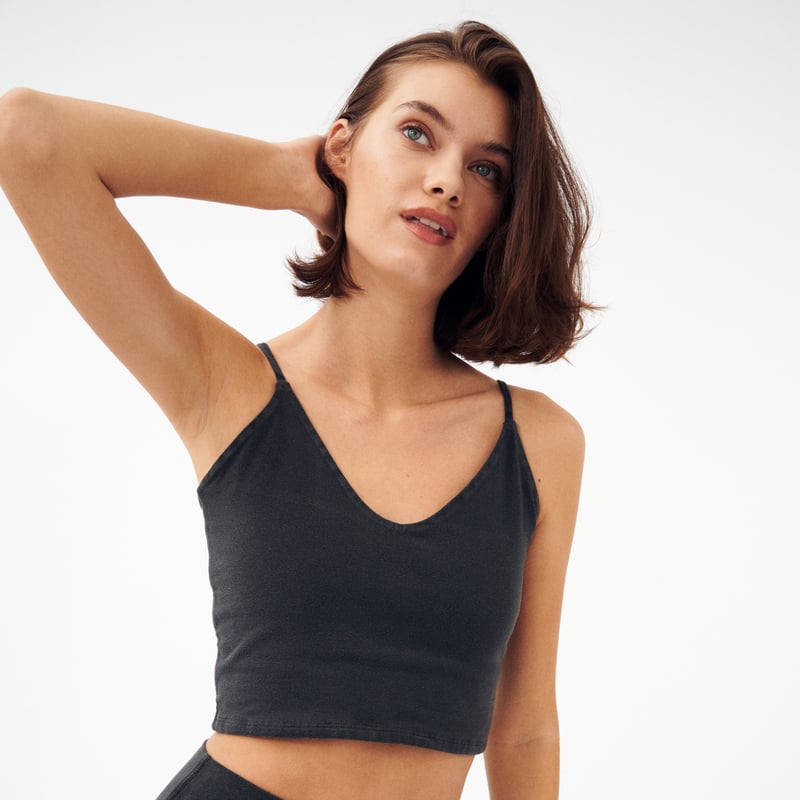 Two-Layer Spaghetti Crop by Groceries Apparel, 92% Cotton, 8% Elastane