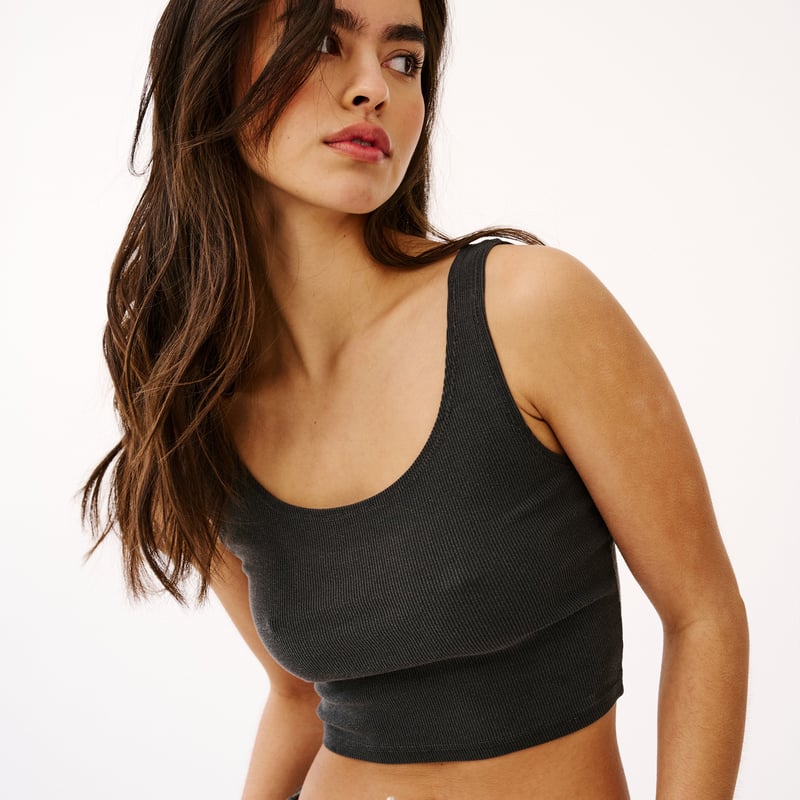 Ribbed Fitted Crop by Groceries Apparel, 66% Lyocell, 28% Cotton, 6% Elastane