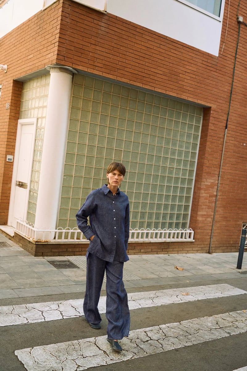 Denim Linen Pants – Martina by LinenFox, 100% Linen
