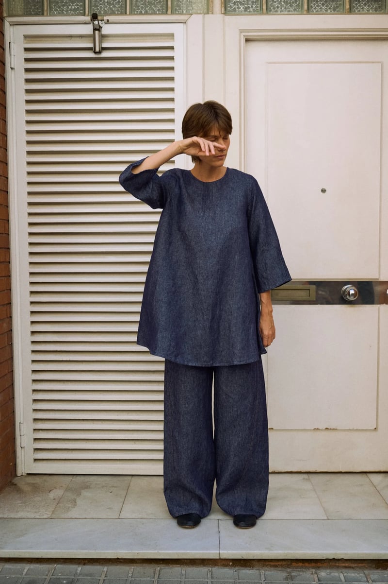 Denim Linen Pants – Martina by LinenFox, 100% Linen
