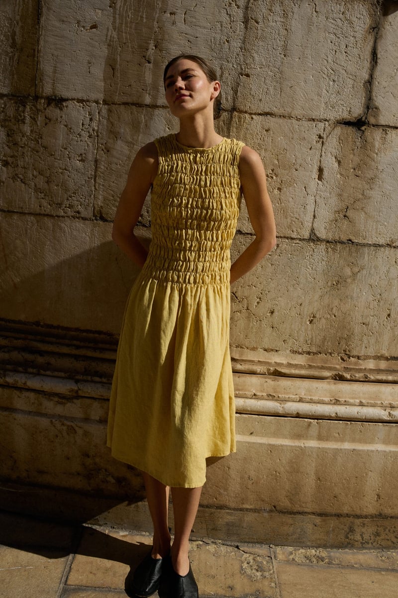Midi Linen Dress Emilija by LinenFox, 100% Linen