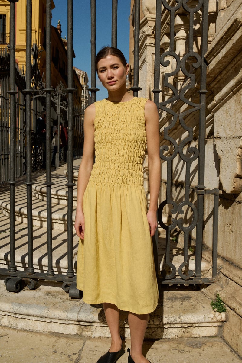 Midi Linen Dress Emilija by LinenFox, 100% Linen