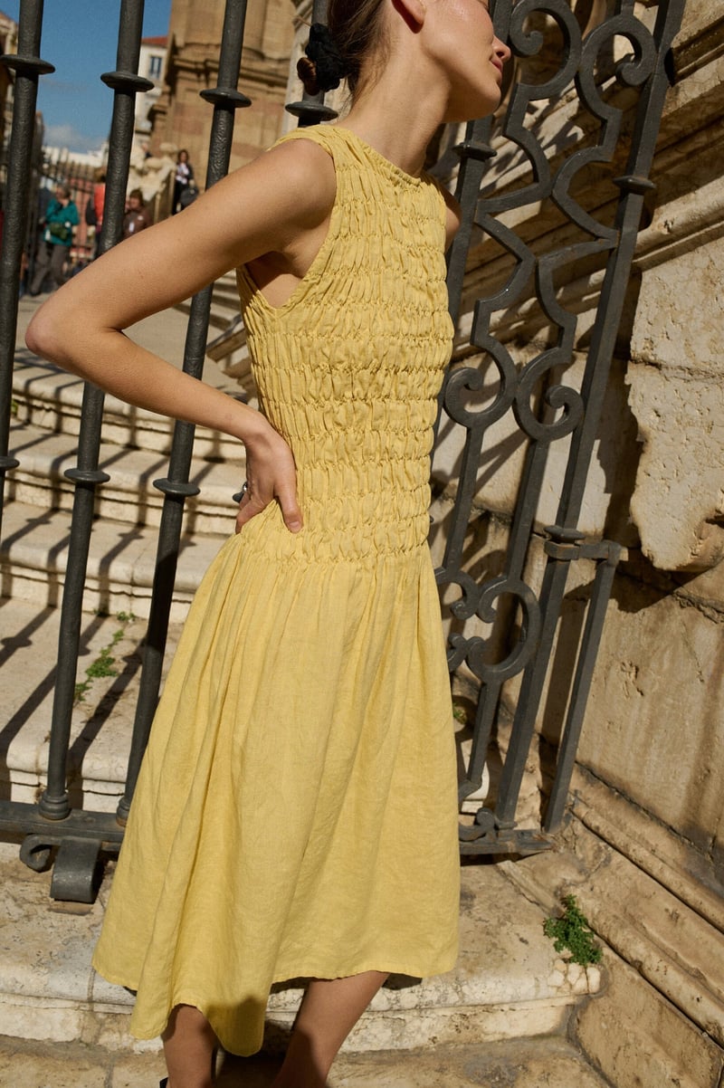 Midi Linen Dress Emilija by LinenFox, 100% Linen