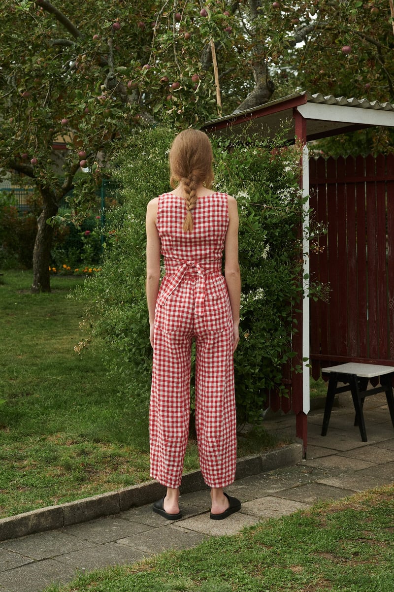 Gingham Pants Frankie by LinenFox, 100% Linen
