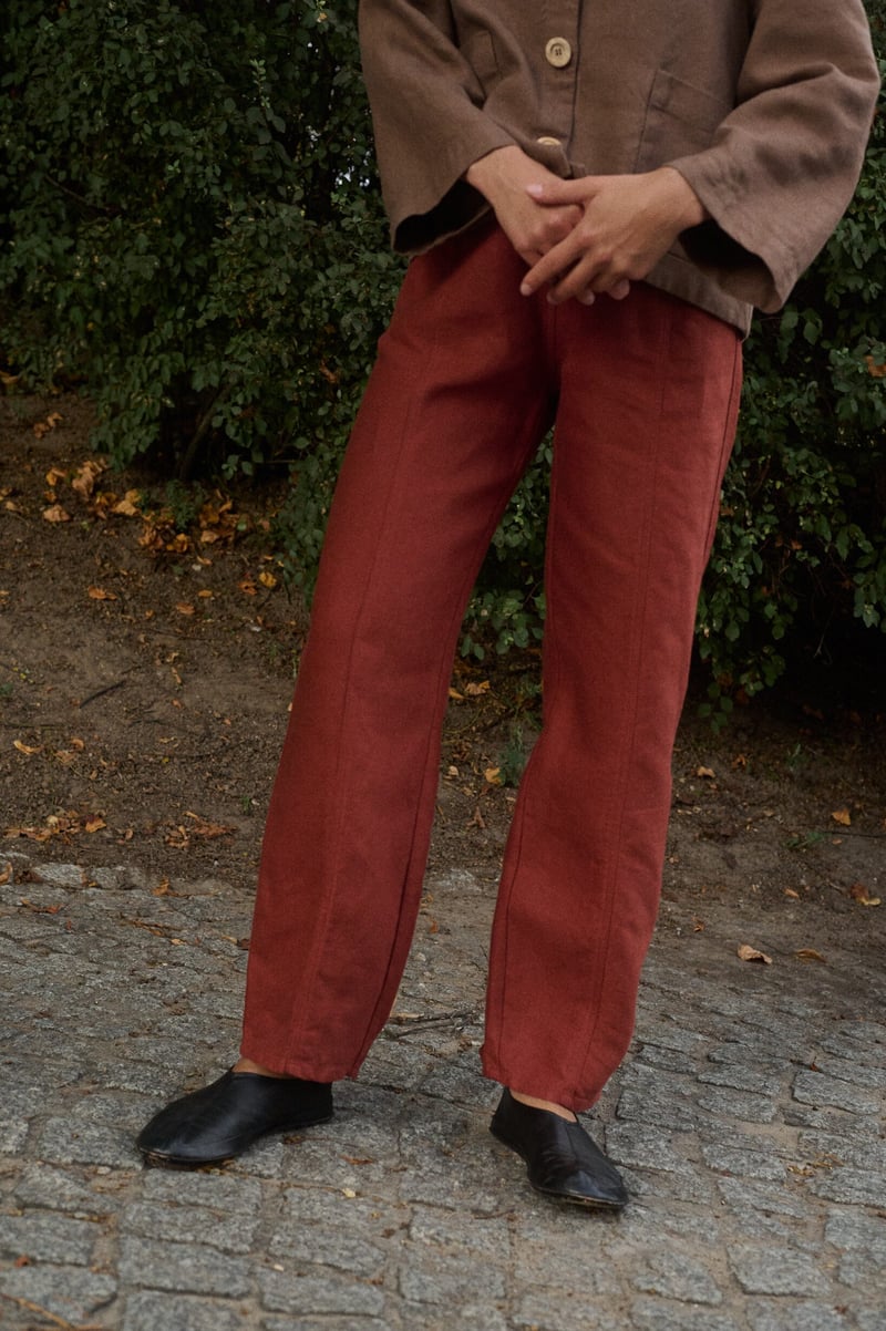 Sage Heavy Linen Trousers by LinenFox, 100% Linen