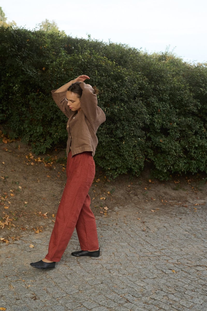 Sage Heavy Linen Trousers by LinenFox, 100% Linen