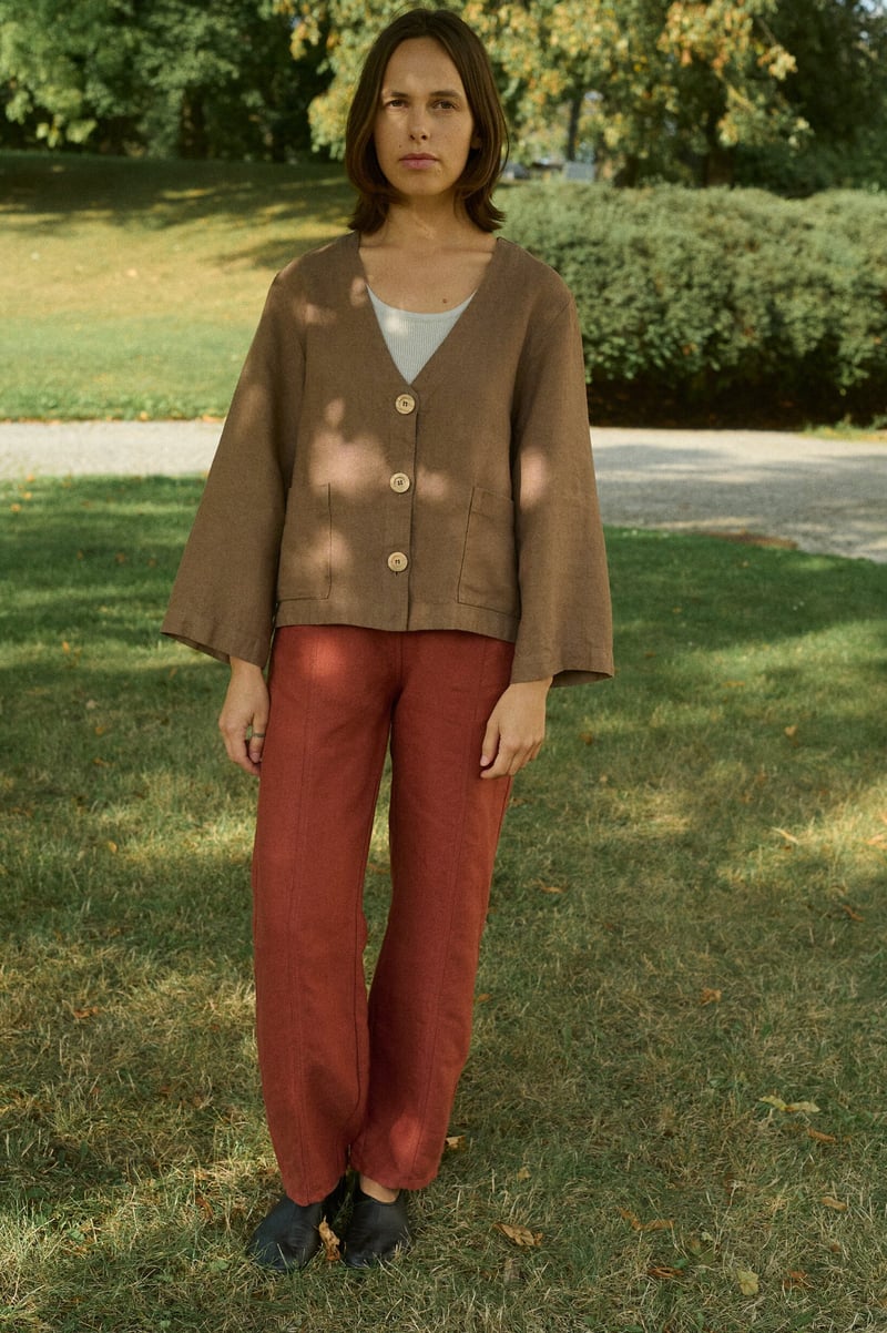 Sage Heavy Linen Trousers by LinenFox, 100% Linen