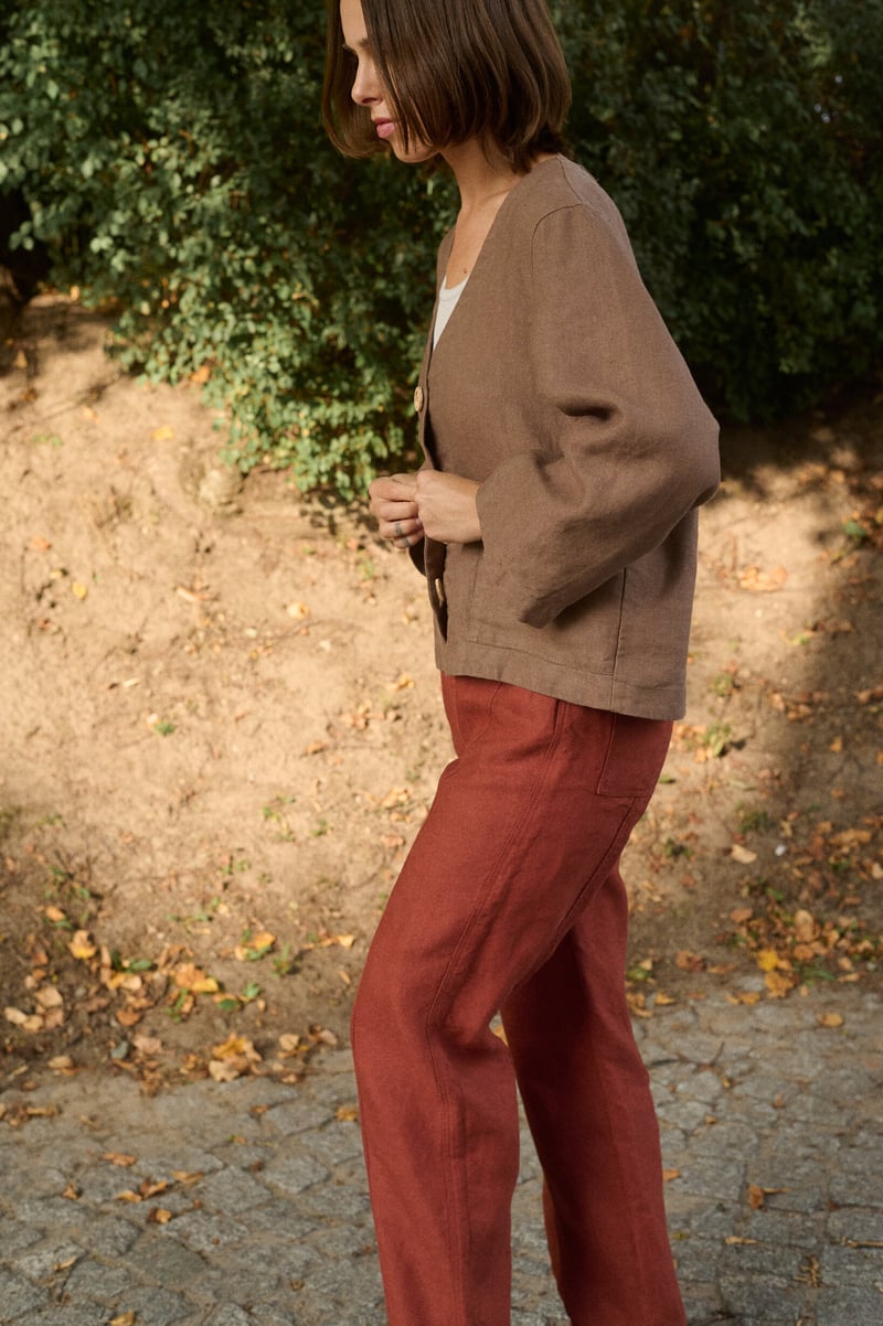 Sage Heavy Linen Trousers by LinenFox, 100% Linen