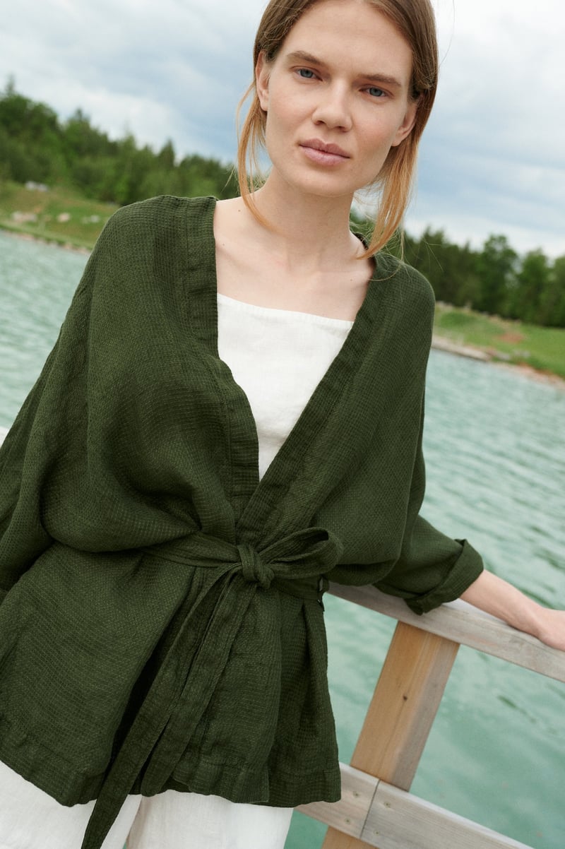 Rene Waffle Linen Jacket by LinenFox, 100% Linen