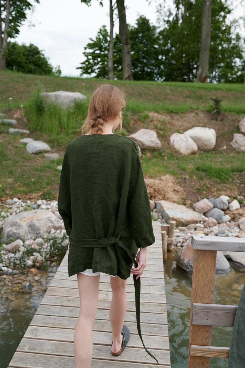 Rene Waffle Linen Jacket by LinenFox, 100% Linen