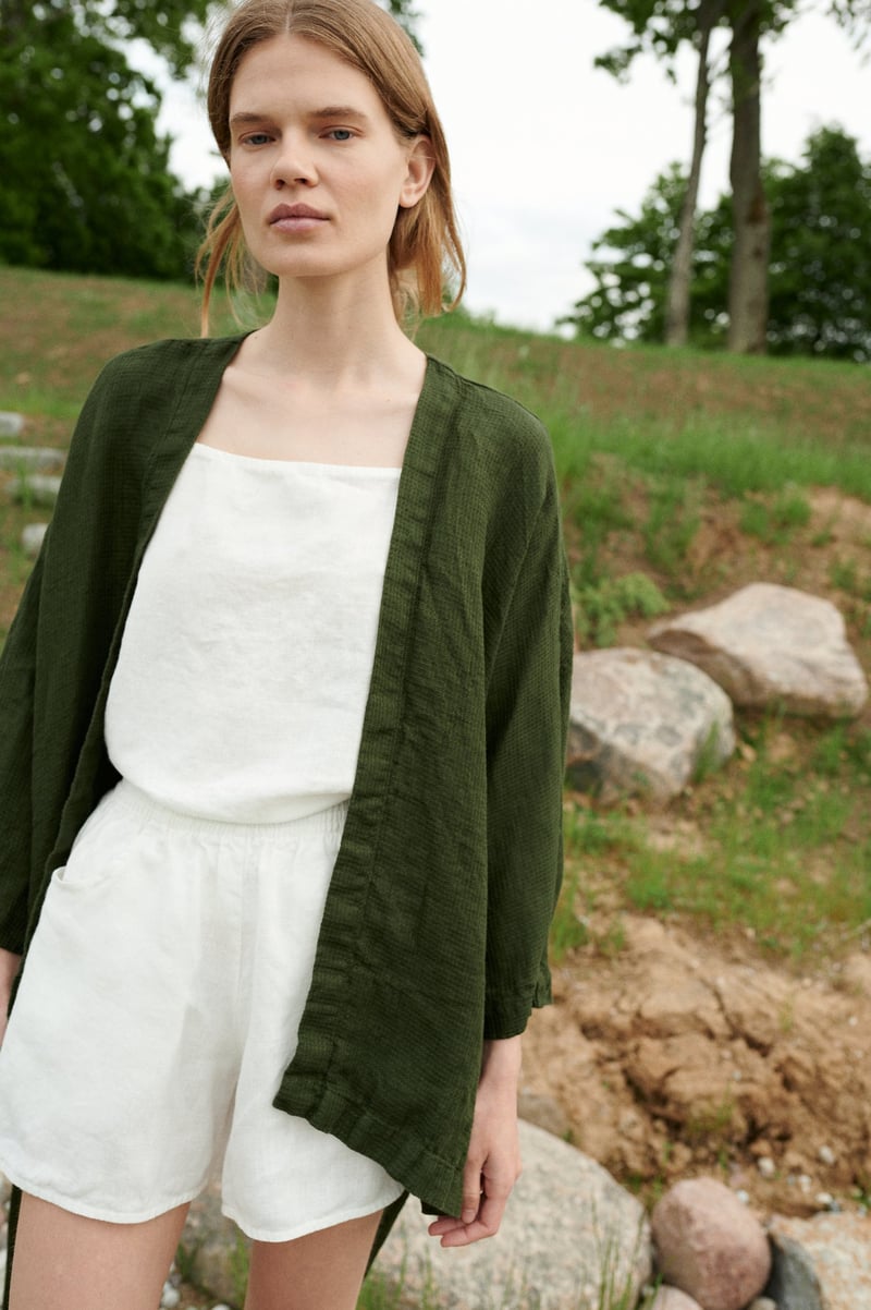 Rene Waffle Linen Jacket by LinenFox, 100% Linen