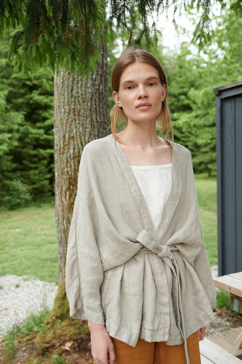 Rene Waffle Linen Jacket by LinenFox, 100% Linen