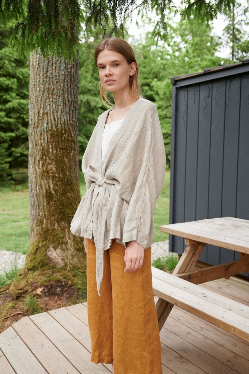 Rene Waffle Linen Jacket by LinenFox, 100% Linen