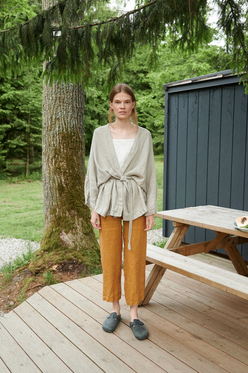 Rene Waffle Linen Jacket by LinenFox, 100% Linen
