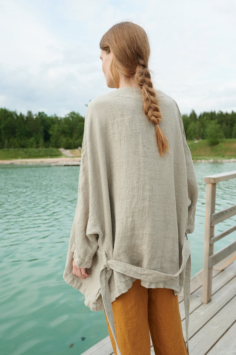 Rene Waffle Linen Jacket by LinenFox, 100% Linen