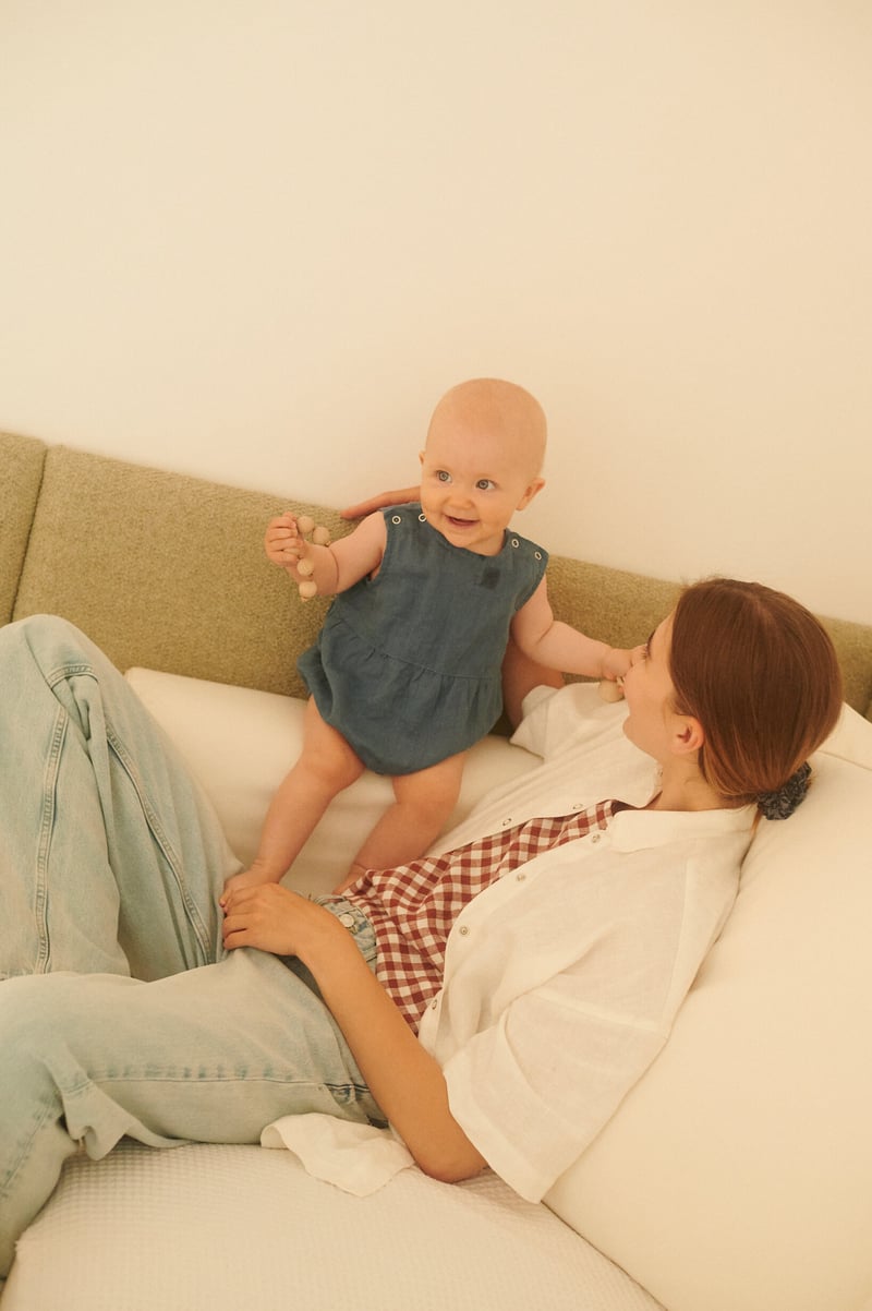 Juno Linen Baby Romper by LinenFox, 100% Linen