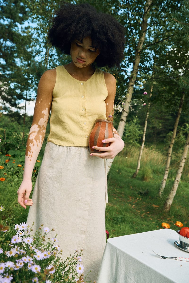 Cropped Linen Top by LinenFox, 100% Linen