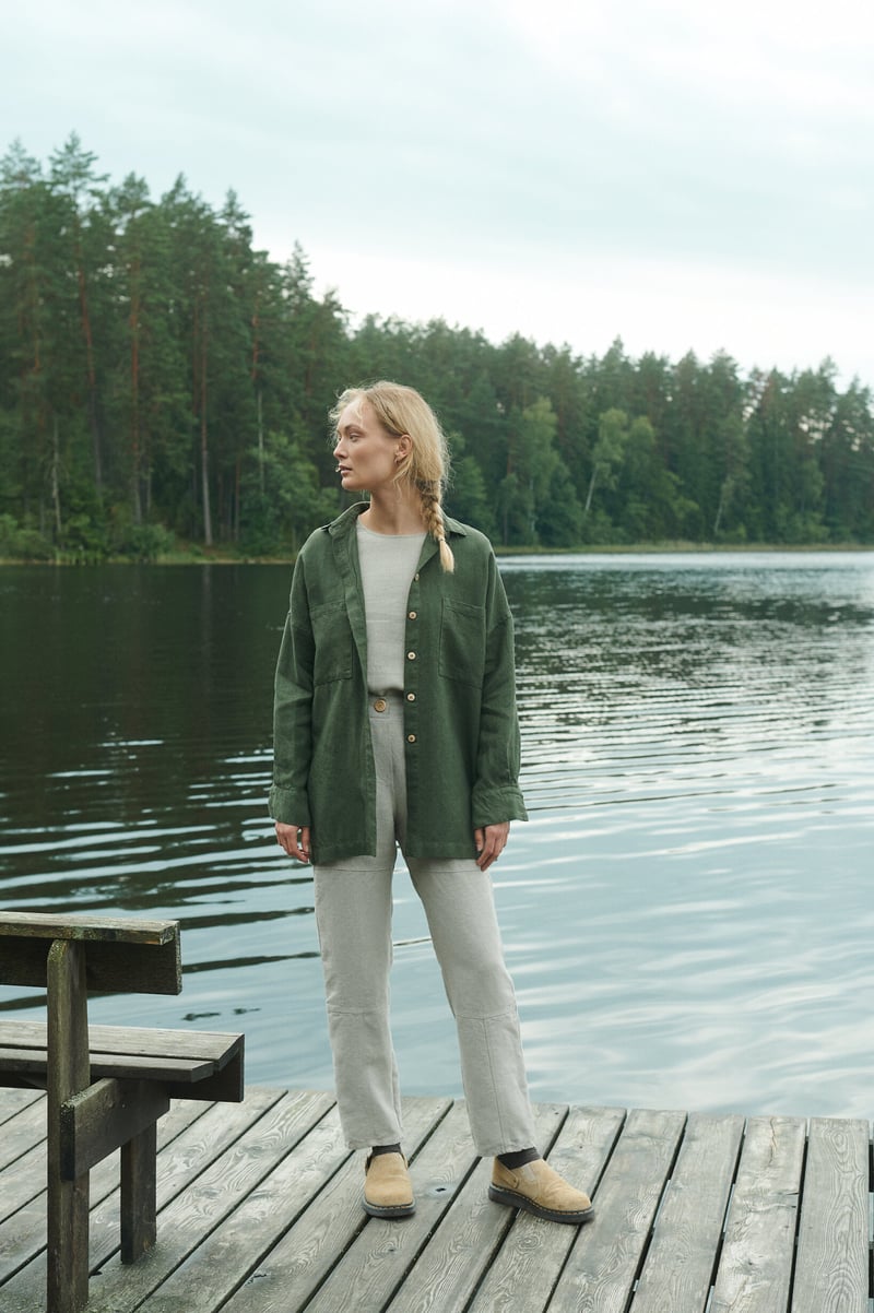 Vika Linen Wool Blend Shirt by LinenFox, 85% Linen, 15% Wool