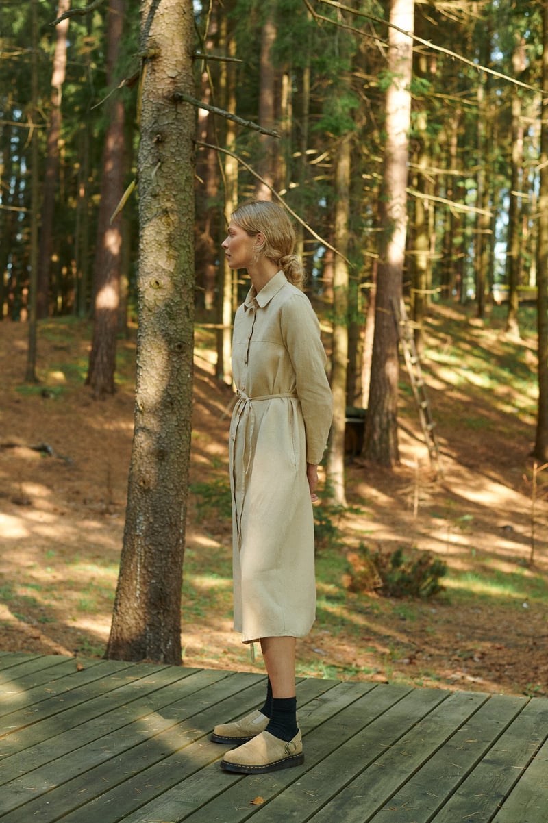 Astrid Linen Wool Blend Dress by LinenFox, 85% Linen, 15% Wool