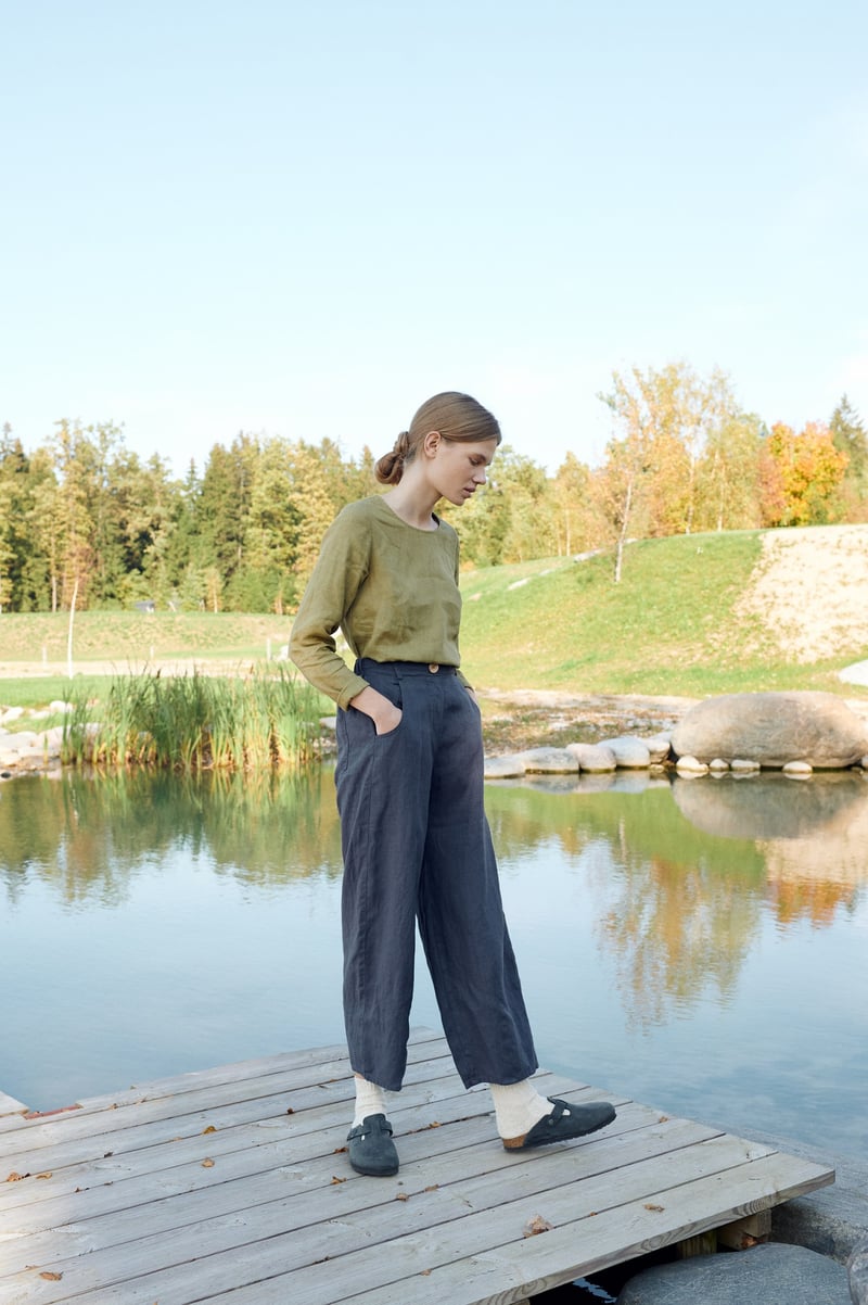 Frankie Linen Trousers by LinenFox, 100% Linen