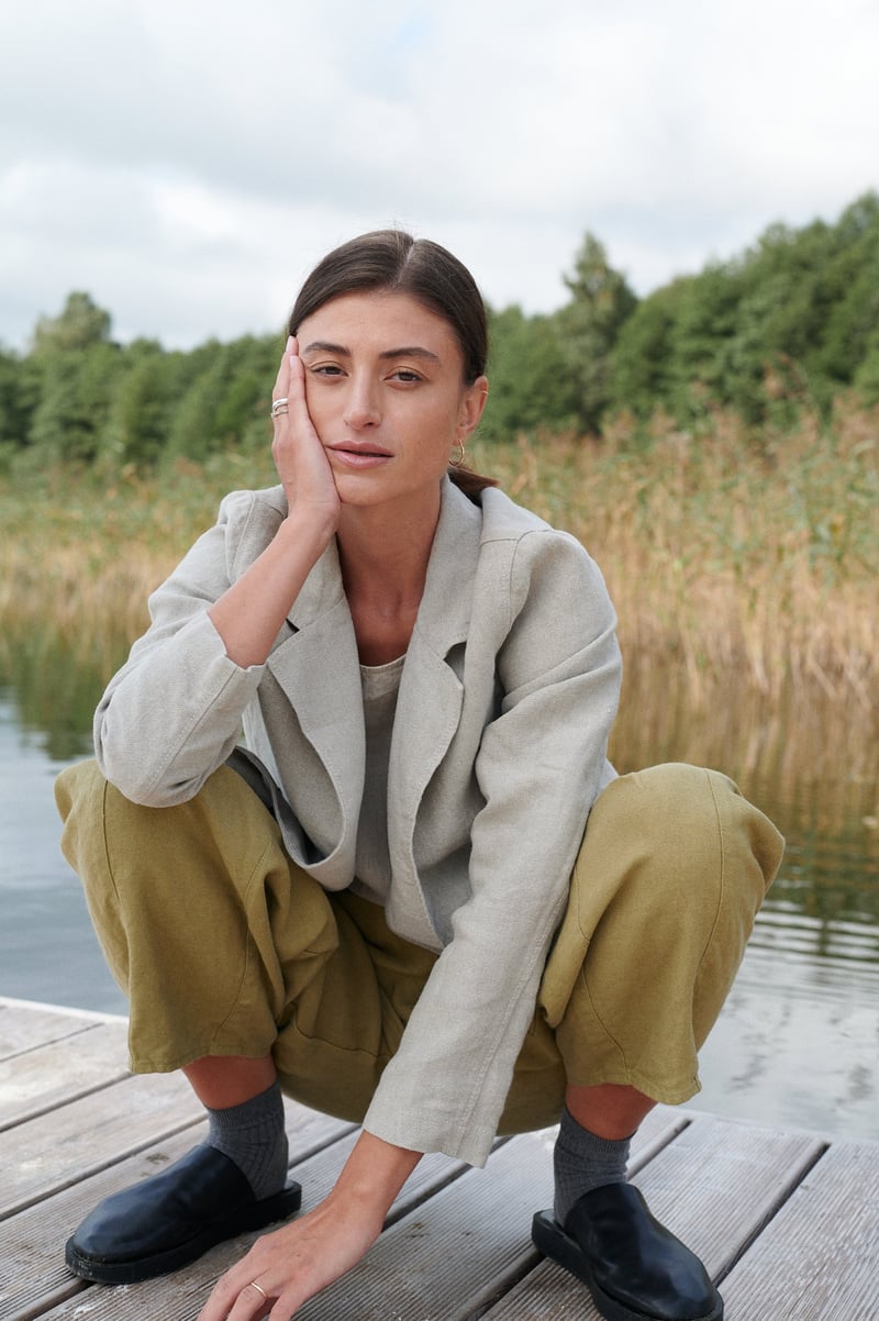 Paula Heavy Linen Jacket by LinenFox, 100% Linen