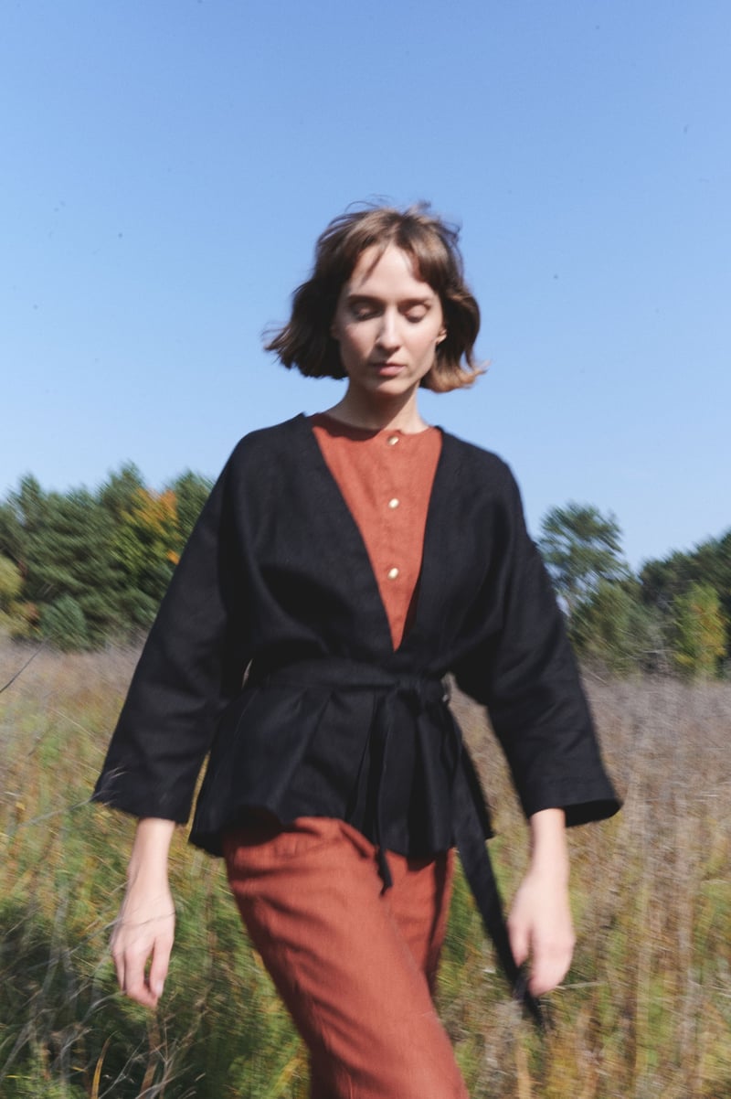 Rene Heavy Linen Jacket by LinenFox, 100% Linen