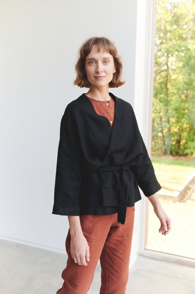 Rene Heavy Linen Jacket by LinenFox, 100% Linen