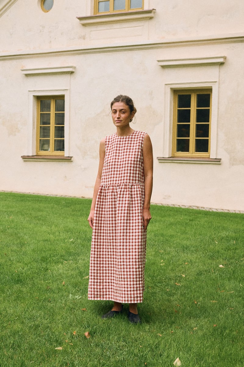 Gingham Smock Dress – Ieva by LinenFox, 100% Linen