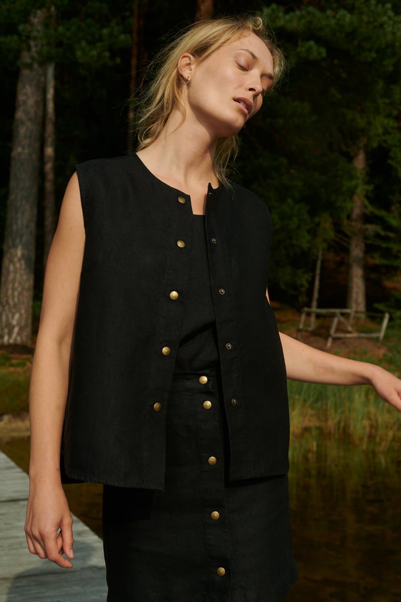 Rudy Heavy Linen Vest by LinenFox, 100% Linen