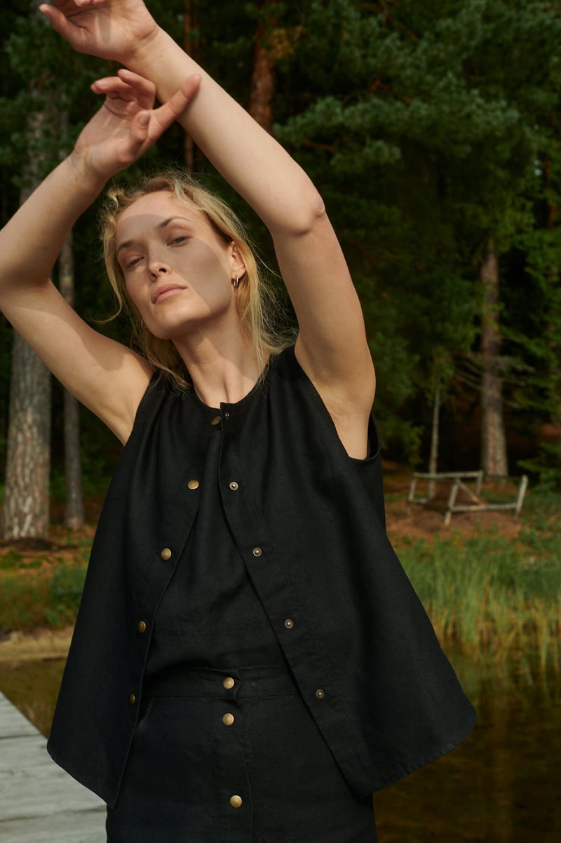 Rudy Heavy Linen Vest by LinenFox, 100% Linen