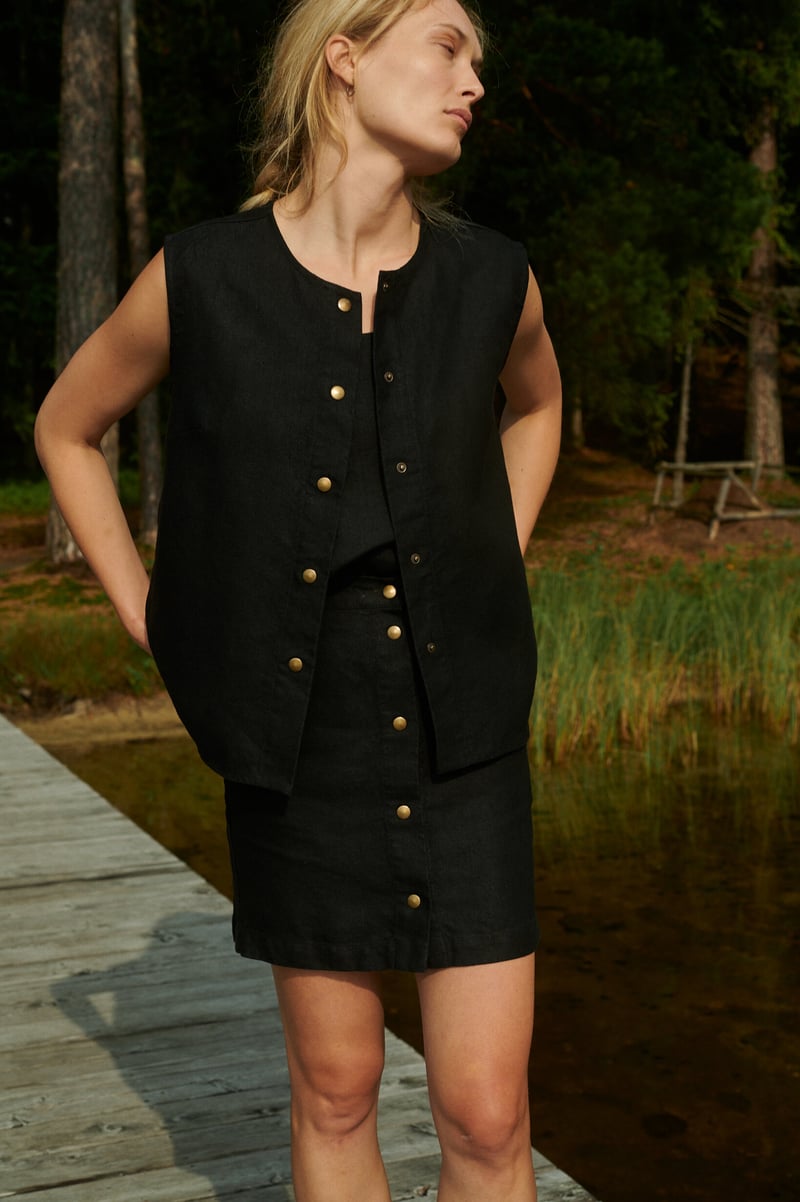 Rudy Heavy Linen Vest by LinenFox, 100% Linen