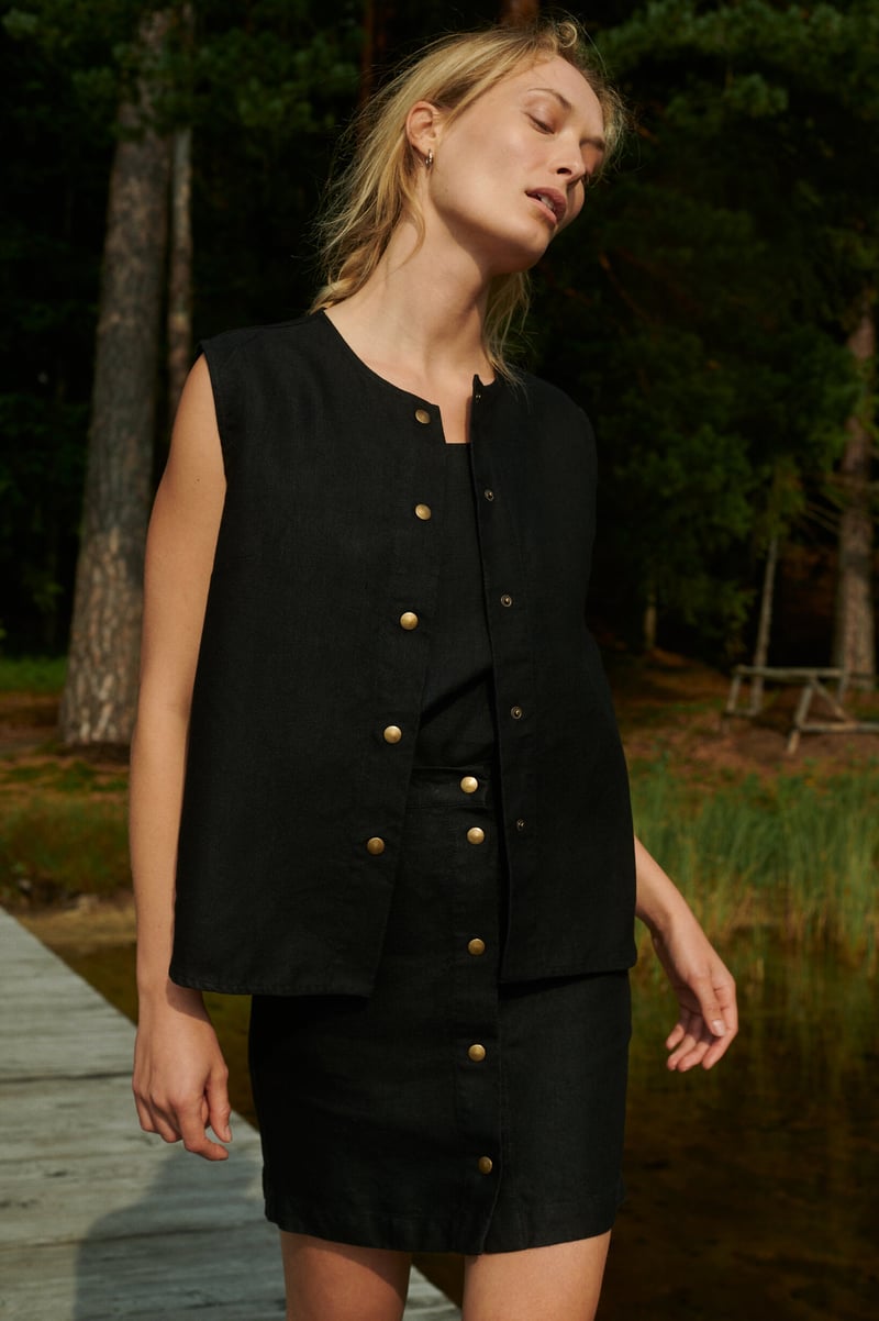 Rudy Heavy Linen Vest by LinenFox, 100% Linen
