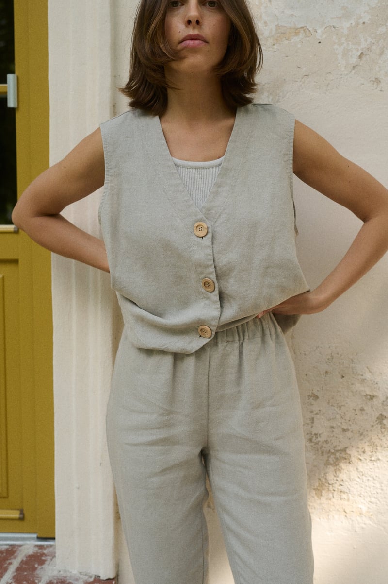 Alina Heavy Linen Vest by LinenFox, 100% Linen