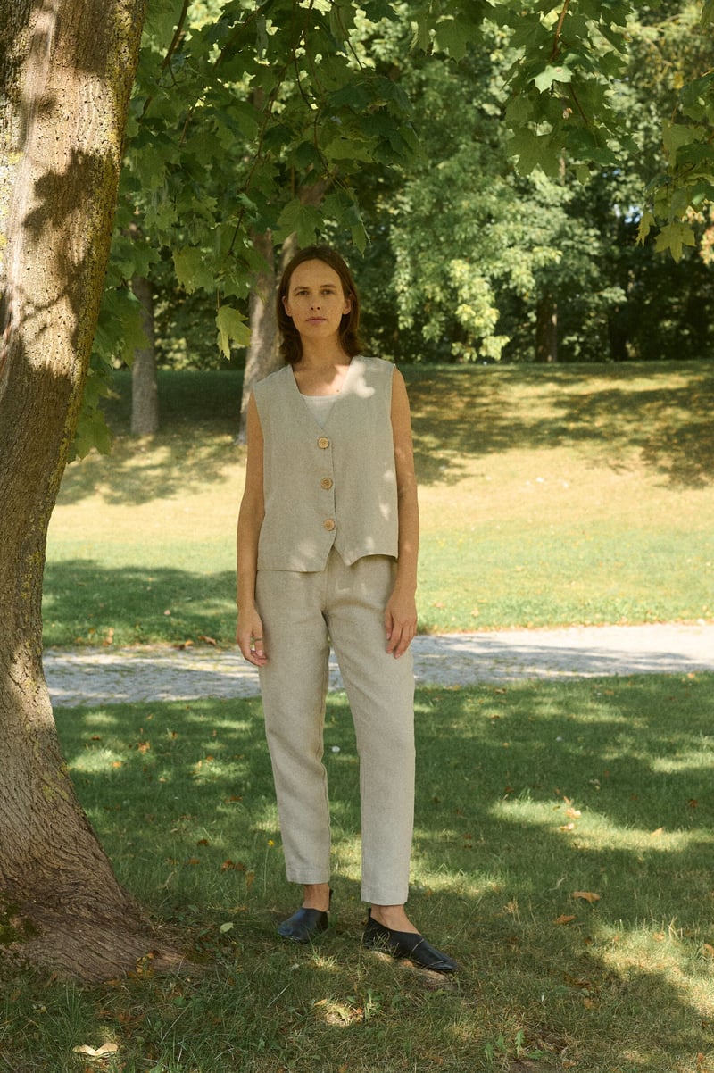 Alina Heavy Linen Vest by LinenFox, 100% Linen