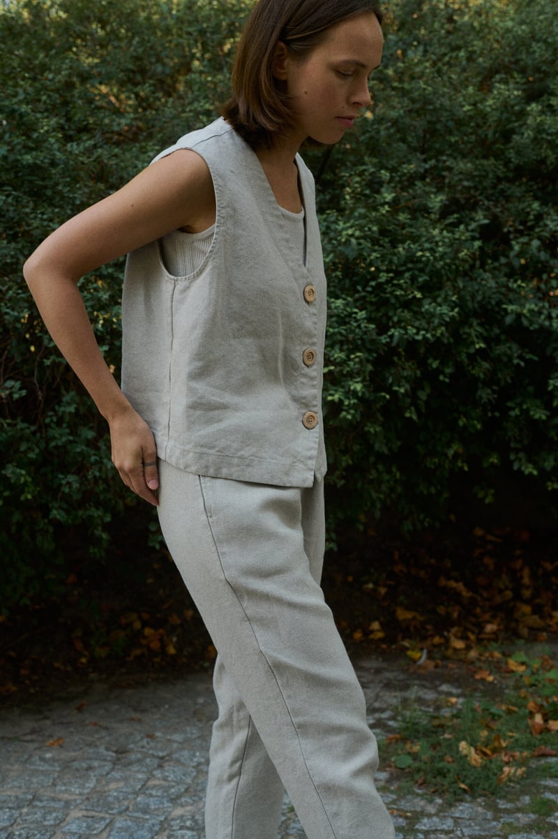 Alina Heavy Linen Vest by LinenFox, 100% Linen