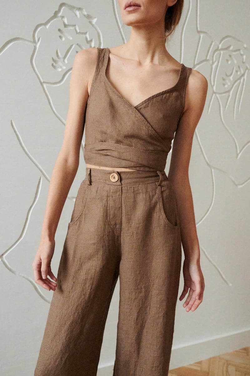 Frankie Waffle Linen Trousers by LinenFox, 100% Linen