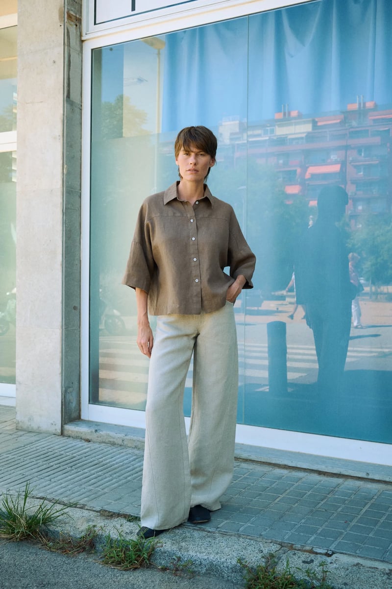 Wide Heavy Linen Pants – Martina by LinenFox, 100% Linen