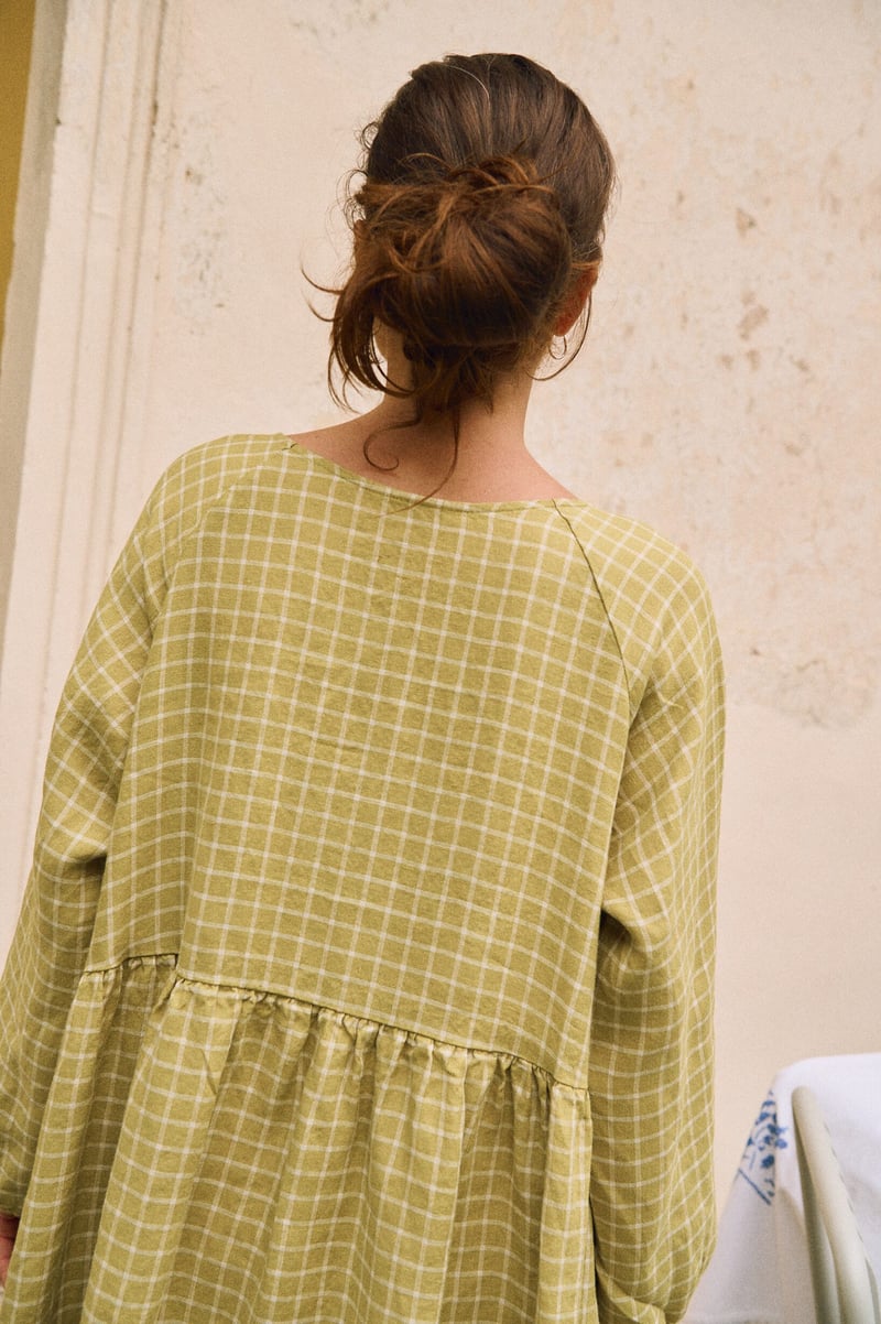 Maxi Linen Checks Dress Margo by LinenFox, 100% Linen
