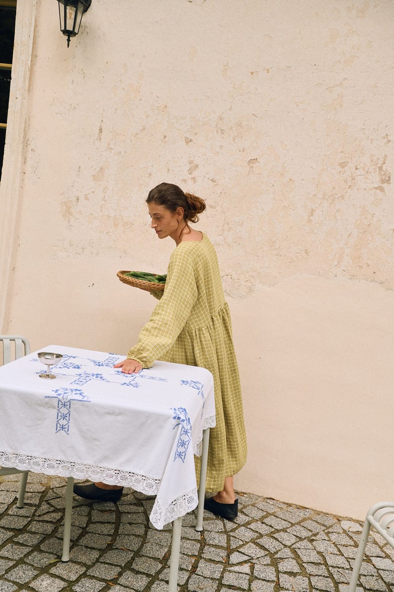Maxi Linen Checks Dress Margo by LinenFox, 100% Linen