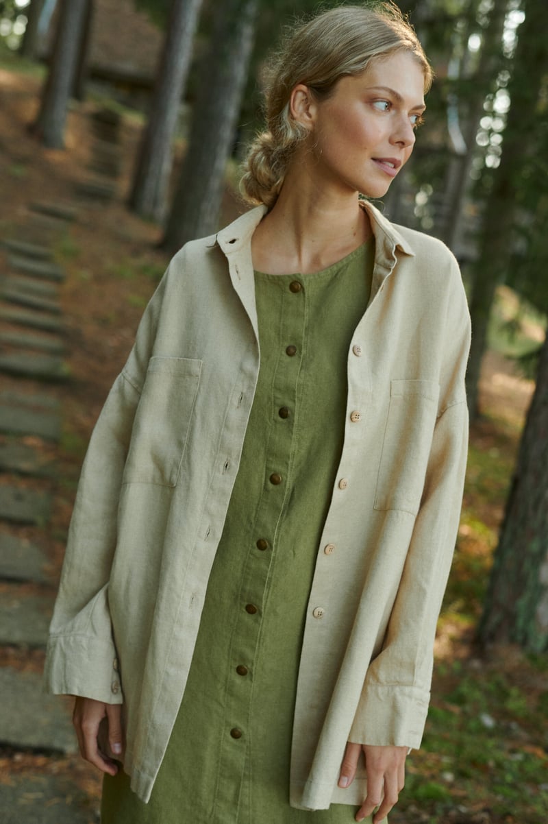 Vika Linen Wool Blend Shirt by LinenFox, 85% Linen, 15% Wool