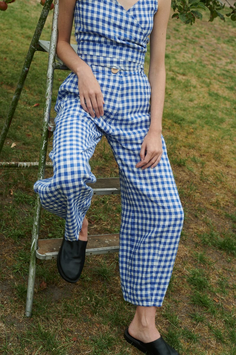 Gingham Pants Frankie by LinenFox, 100% Linen
