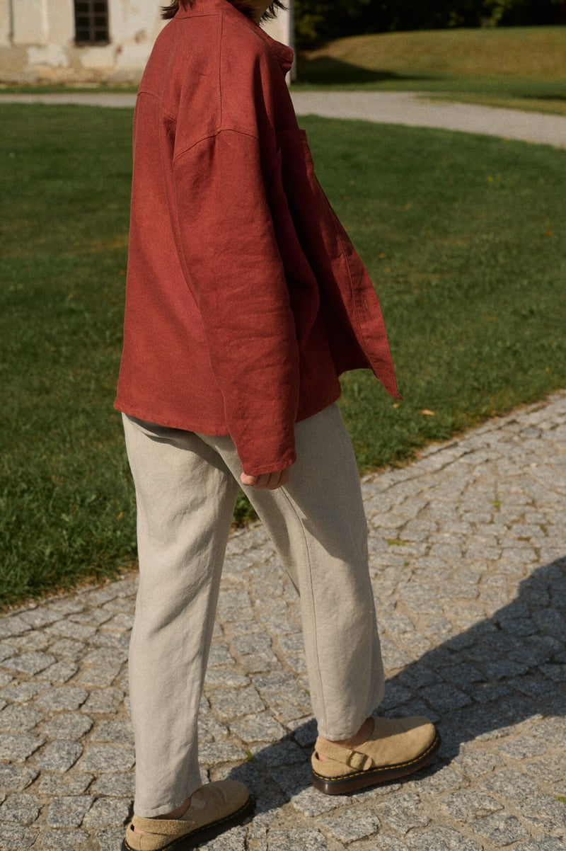 Sage Heavy Linen Trousers by LinenFox, 100% Linen